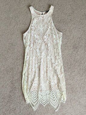 Express - Ivory Nude Floral Lace Midi Dress